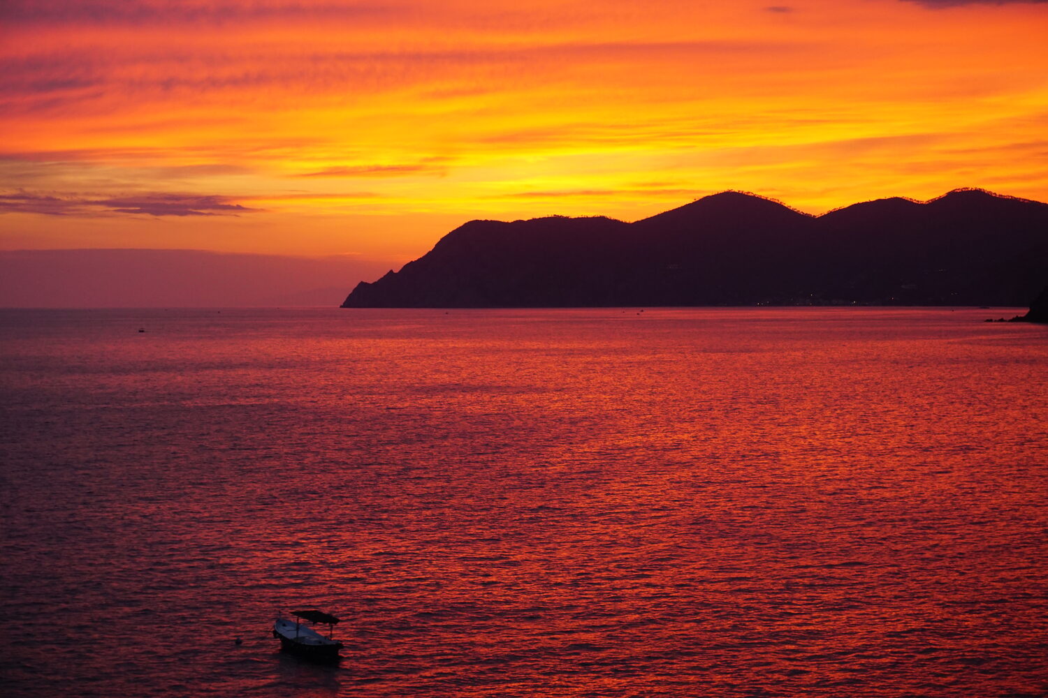 Sunset over islands on the French Riviera
